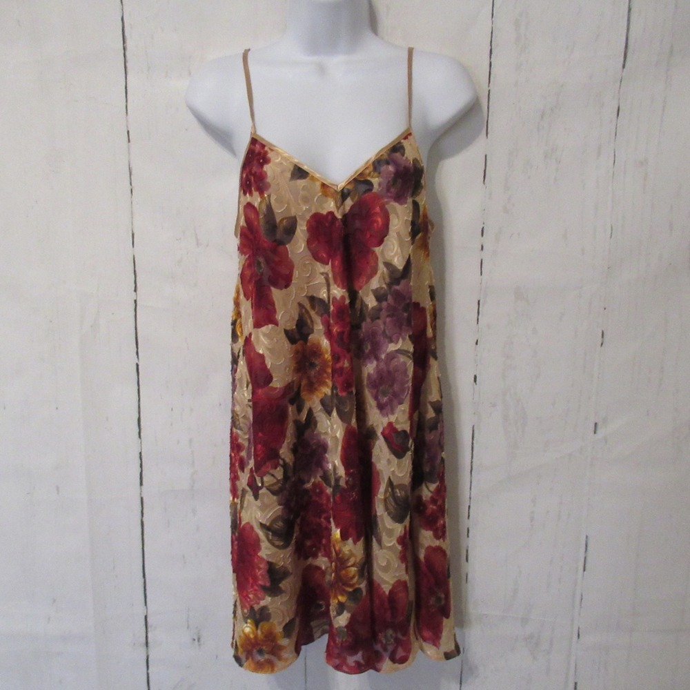 Vintage LA Intimates Nightgown Floral Slip Dress Whimsigoth Goth Fairy Grunge